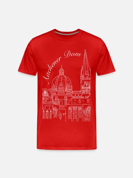 Aachen Cathedral in Germany, hand-drawn - Men's Premium Organic T-Shirt - red