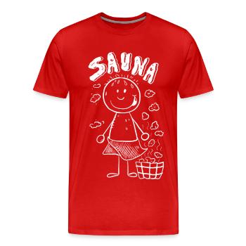 Dampf Sauna Strichmännchen - Männer Premium Bio T-Shirt - Rot - Vorne - Damien (186cm)