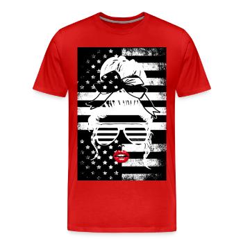 Mrs. Kussmund American Flag Poster - Men's Premium Organic T-Shirt - red - Front - Damien (186cm)