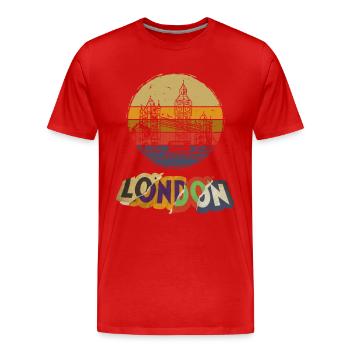 Londres Angleterre Royaume-Uni City Vintage Retro Skyline - T-shirt bio Premium Homme - rouge - Devant - Damien (186cm)