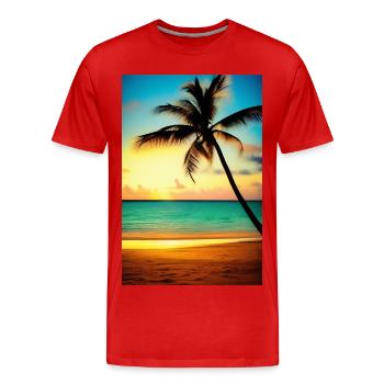 Caraïbes Palm Beach - T-shirt bio Premium Homme - rouge - Devant - Damien (186cm)