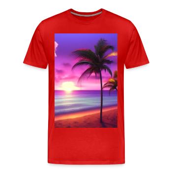 Caraïbes Palm Beach - T-shirt bio Premium Homme - rouge - Devant - Damien (186cm)