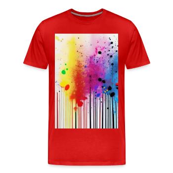 Farbspritzer und Linien - Männer Premium Bio T-Shirt - Rot - Vorne - Damien (186cm)