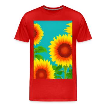 Sunflowers - Men's Premium Organic T-Shirt - red - Front - Damien (186cm)