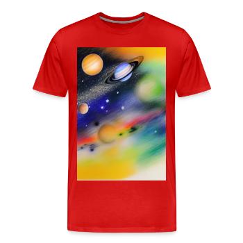 Weltall und Planeten - Männer Premium Bio T-Shirt - Rot - Vorne - Damien (186cm)