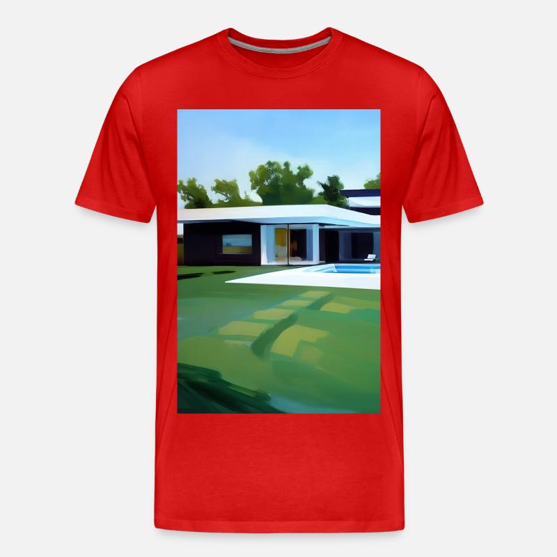Weiße Villa mit Pool - Männer Premium Bio T-Shirt - Rot
