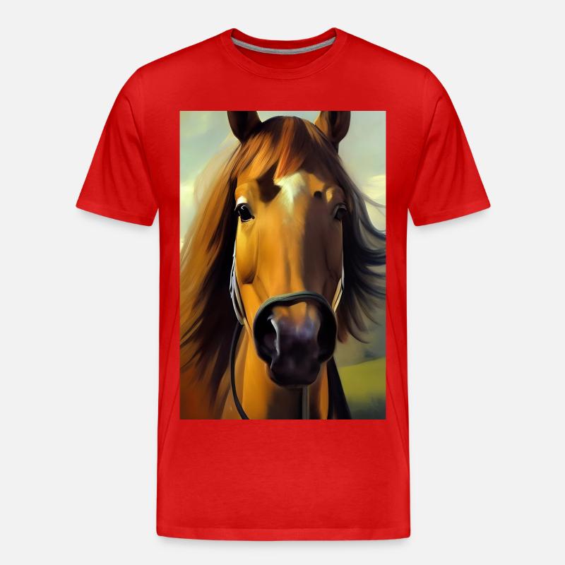 Pferdekopf Öl Malerei - Männer Premium Bio T-Shirt - Rot