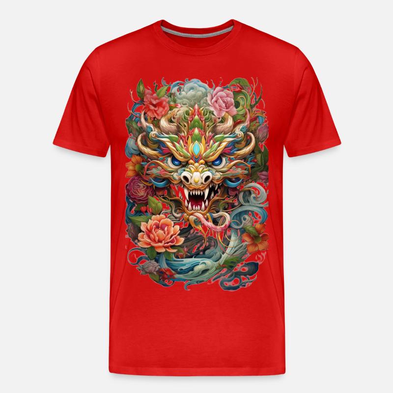 Drache - Männer Premium Bio T-Shirt - Rot