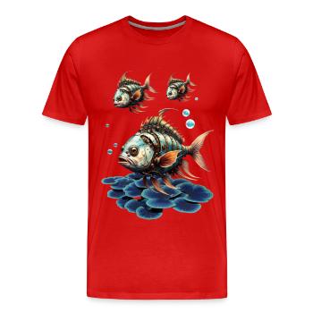 Toller Fantasy-Steampunk-Fisch. - Männer Premium Bio T-Shirt - Rot - Vorne - Damien (186cm)