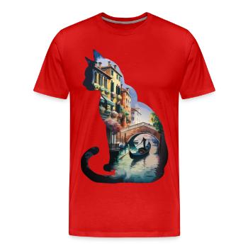 Silhouette de cercle de la ville vénitienne - T-shirt bio Premium Homme - rouge - Devant - Damien (186cm)