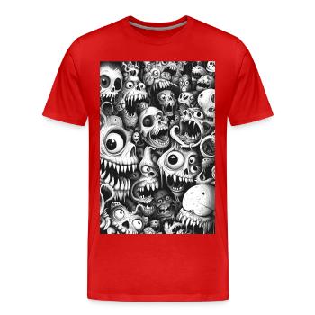 Skullwimmel Monster Horde - Men's Premium Organic T-Shirt - red - Front - Damien (186cm)