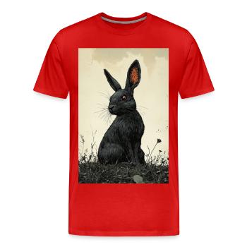Lapin de nuit dans le brouillard - T-shirt bio Premium Homme - rouge - Devant - Damien (186cm)