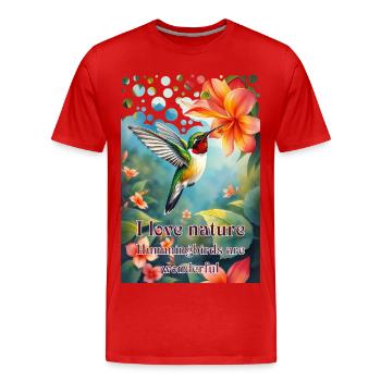 I love nature hummingbirds are unique - Men's Premium Organic T-Shirt - red - Front - Damien (186cm)