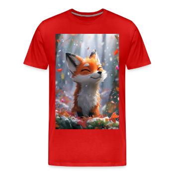 Fox Illustration Poster - Men's Premium Organic T-Shirt - red - Front - Damien (186cm)