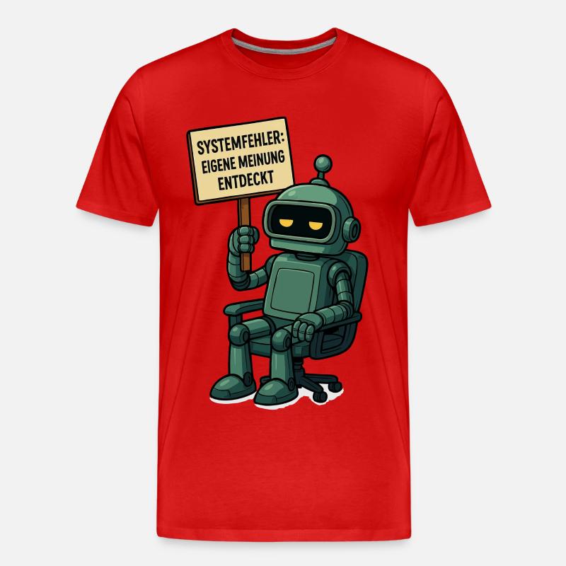 Systemfehler entdeckt – Denk selbst! Roboter - Männer Premium Bio T-Shirt - Rot