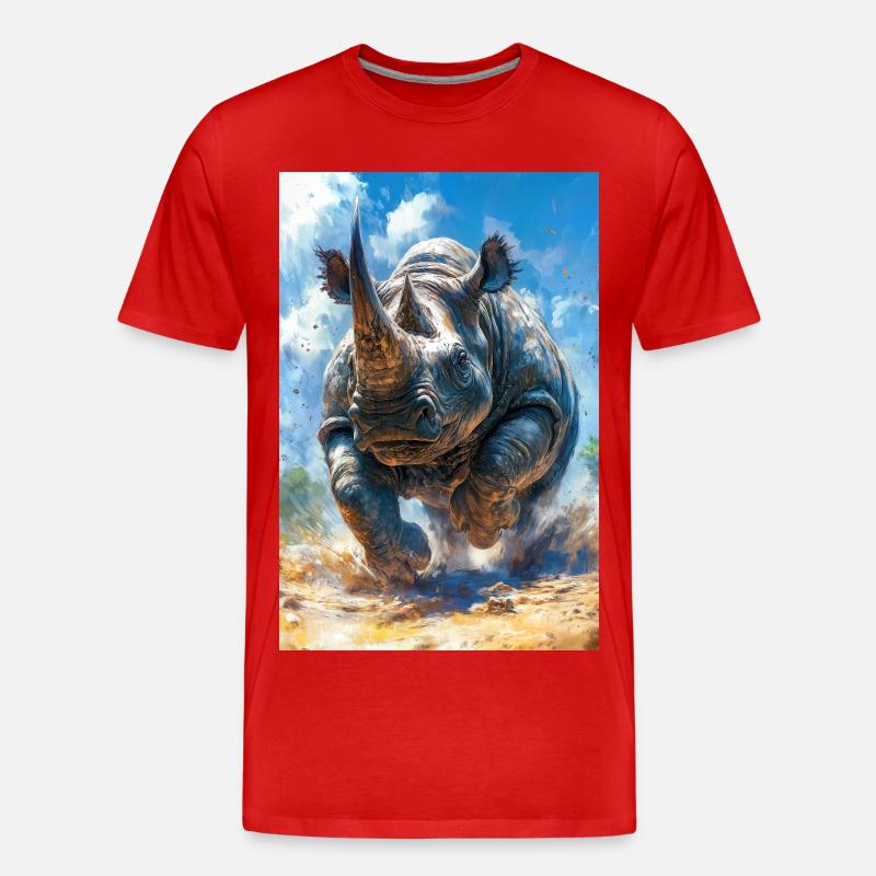 Illustration eines Nashorns - Männer Premium Bio T-Shirt - Rot