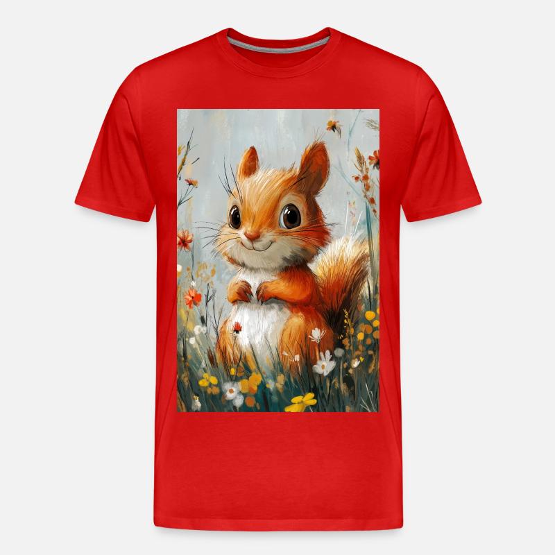 Illustration eines Eichhörnchens - Männer Premium Bio T-Shirt - Rot