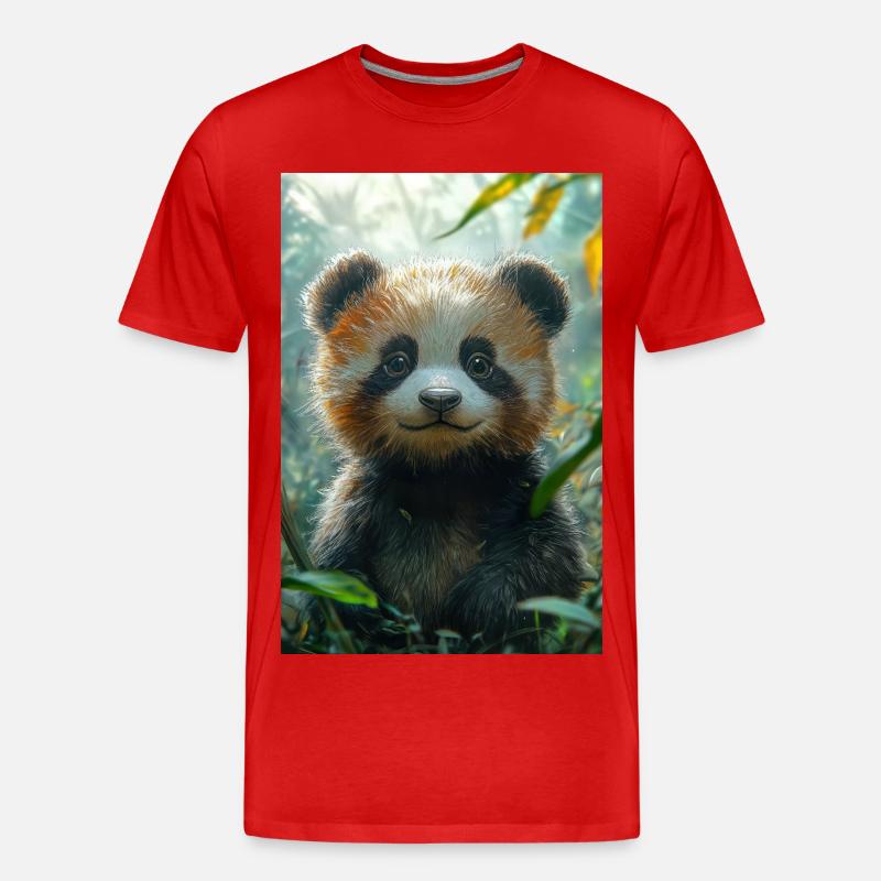 Illustration eines Pandas - Männer Premium Bio T-Shirt - Rot