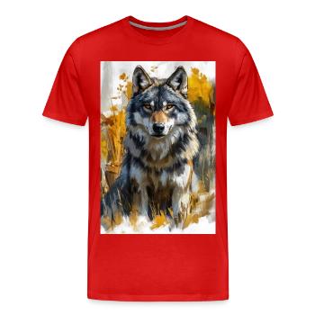Illustration eines Wolfes - Männer Premium Bio T-Shirt - Rot - Vorne - Damien (186cm)