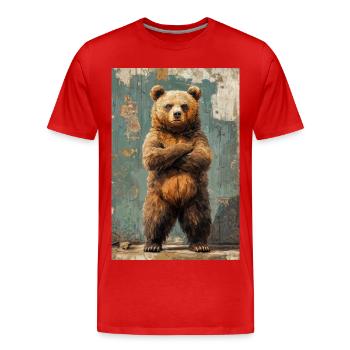 Illustration eines Bären - Männer Premium Bio T-Shirt - Rot - Vorne - Damien (186cm)