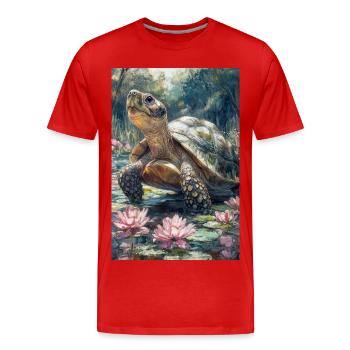 Illustration einer Schildkröte - Männer Premium Bio T-Shirt - Rot - Vorne - Damien (186cm)