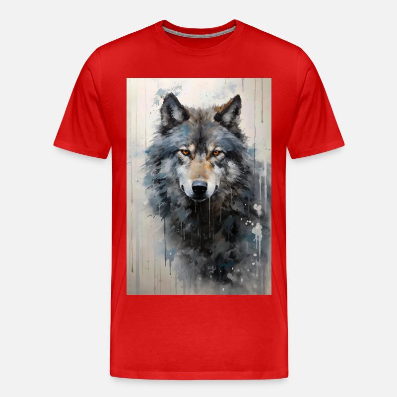 Illustration eines Wolfes - Männer Premium Bio T-Shirt - Rot
