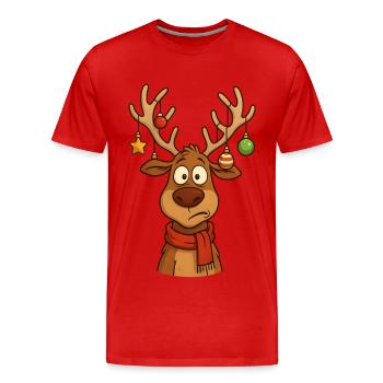 Cerf Rudolph Joyeux Noël doux - T-shirt bio Premium Homme - rouge - Devant - Damien (186cm)