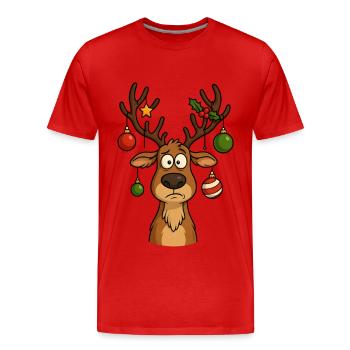 Deer Rudolph Merry Christmas sweet - Men's Premium Organic T-Shirt - red - Front - Damien (186cm)