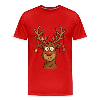 Deer Rudolph Merry Christmas sweet - Men's Premium Organic T-Shirt - red - Front - Damien (186cm)