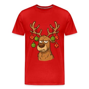 Cerf Rudolph Joyeux Noël doux - T-shirt bio Premium Homme - rouge - Devant - Damien (186cm)