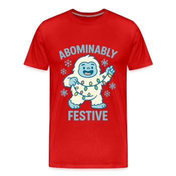 Abominablement festif – Noël Yéti - T-shirt bio Premium Homme - rouge - Devant - Damien (186cm)