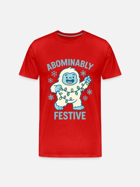 Abominably Festive – Christmas Yeti - Men's Premium Organic T-Shirt - red