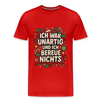 Vilain et ne regrette, rien de Noël dit - T-shirt bio Premium Homme - rouge - Devant - Damien (186cm)