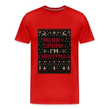 Joyeux ivrogne Je suis Noël - T-shirt bio Premium Homme - rouge - Devant - Damien (186cm)