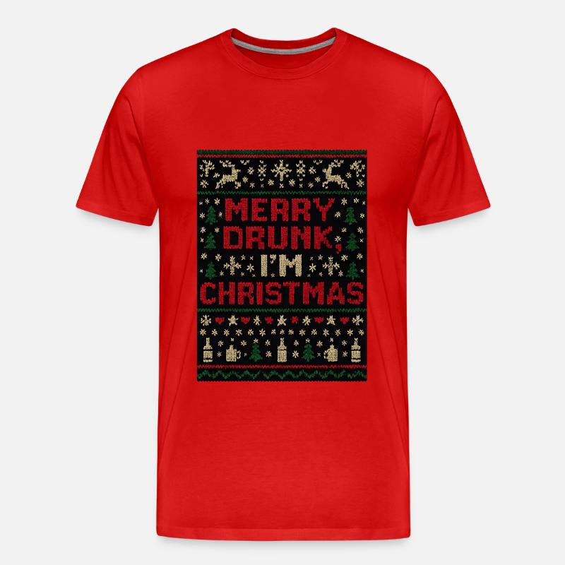 Merry Drunk I'm Christmas - Männer Premium Bio T-Shirt - Rot