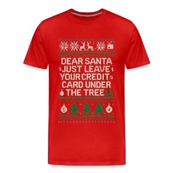 Cher Père Noël, laisse ta carte de crédit - T-shirt bio Premium Homme - rouge - Devant - Damien (186cm)