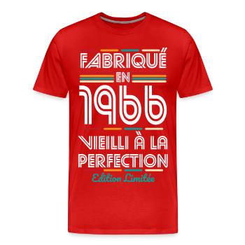 1966 – Hergestellt – Perfekt gereift - Männer Premium Bio T-Shirt - Rot - Vorne - Damien (186cm)