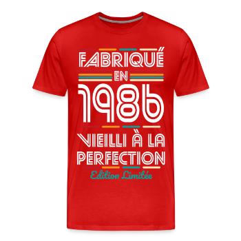1986 – Made – Aged to perfection - Men's Premium Organic T-Shirt - red - Front - Damien (186cm)