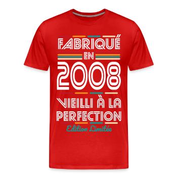 2008 – Made – Aged to perfection - Men's Premium Organic T-Shirt - red - Front - Damien (186cm)