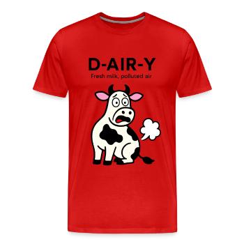 D-Air-Y – Fresh Milk, Polluted Air - Cow - Men's Premium Organic T-Shirt - red - Front - Damien (186cm)