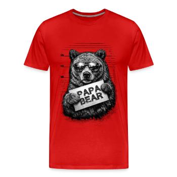 Papa Bear Mugshot – Retro Father's Day Gift - Men's Premium Organic T-Shirt - red - Front - Damien (186cm)