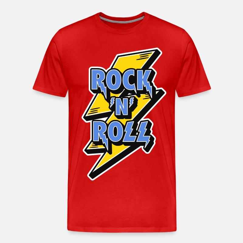 Rock'n'Roll-Logo mit Blitz - Männer Premium Bio T-Shirt - Rot
