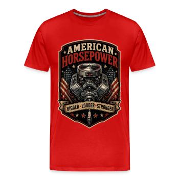 V8 Motor US-Car Horsepower Amerika Oldtimer - Männer Premium Bio T-Shirt - Rot - Vorne - Damien (186cm)