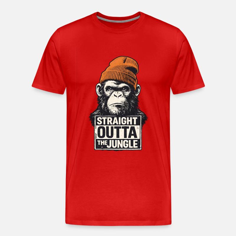 Straight Outta The Jungle Monkey - Männer Premium Bio T-Shirt - Rot