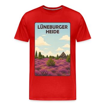 Lüneburger Heide - Männer Premium Bio T-Shirt - Rot - Vorne - Damien (186cm)