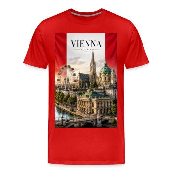 Vienne: skyline Prater et cathédrale - T-shirt bio Premium Homme - rouge - Devant - Damien (186cm)