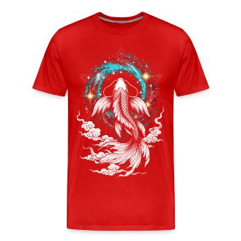 Koi ⭐ céleste - T-shirt bio Premium Homme - rouge - Devant - Damien (186cm)