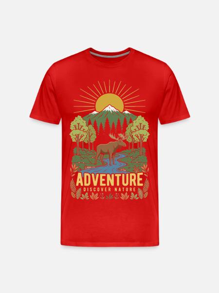 Nature Adventure: Mountains and River - Men's Premium Organic T-Shirt - red