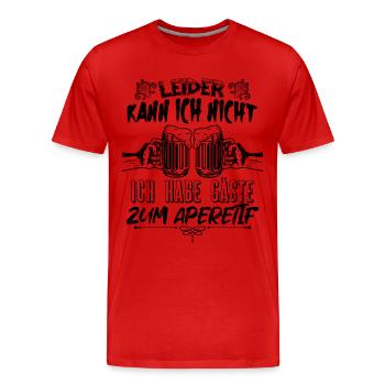 Leider kann ich nicht ich habe gäste zum aperetif - Männer Premium Bio T-Shirt - Rot - Vorne - Damien (186cm)