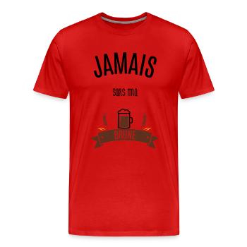Jamais sans ma brune - T-shirt bio Premium Homme - rouge - Devant - Damien (186cm)